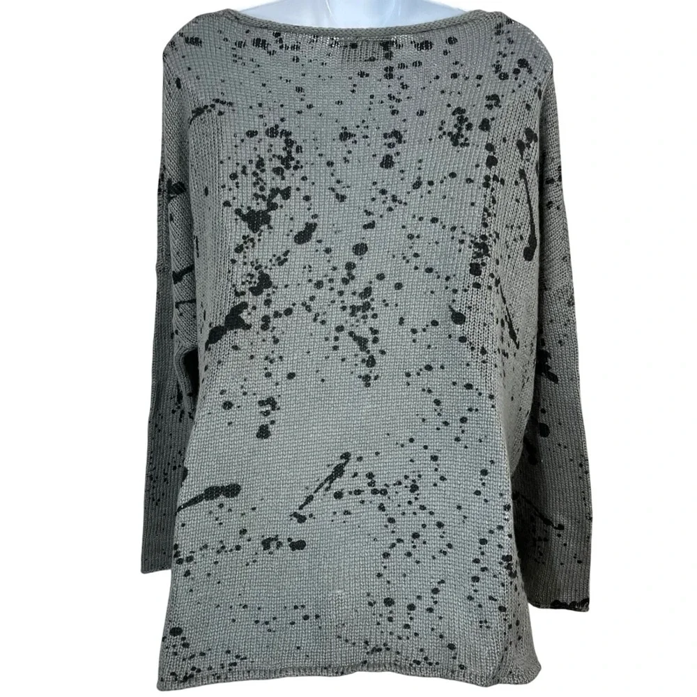 Wooden Ships‎ Splatter Sweater In Cement/Black Size Med/Large